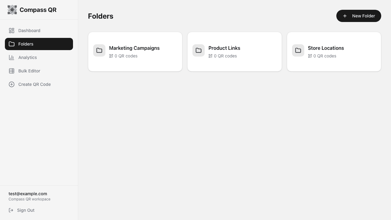 Folders page showing folder organization